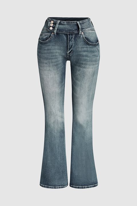 Flamingo -Vintage Mid Waist Flair Jeans